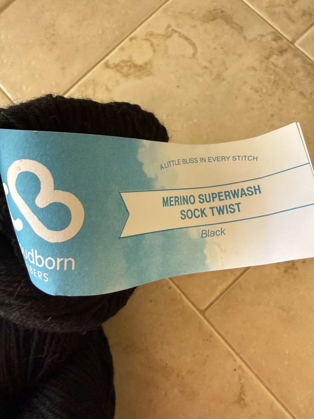 Cloudborn Fibers Merino Superwash Sock Twist Black Hand-Dyed Yarn